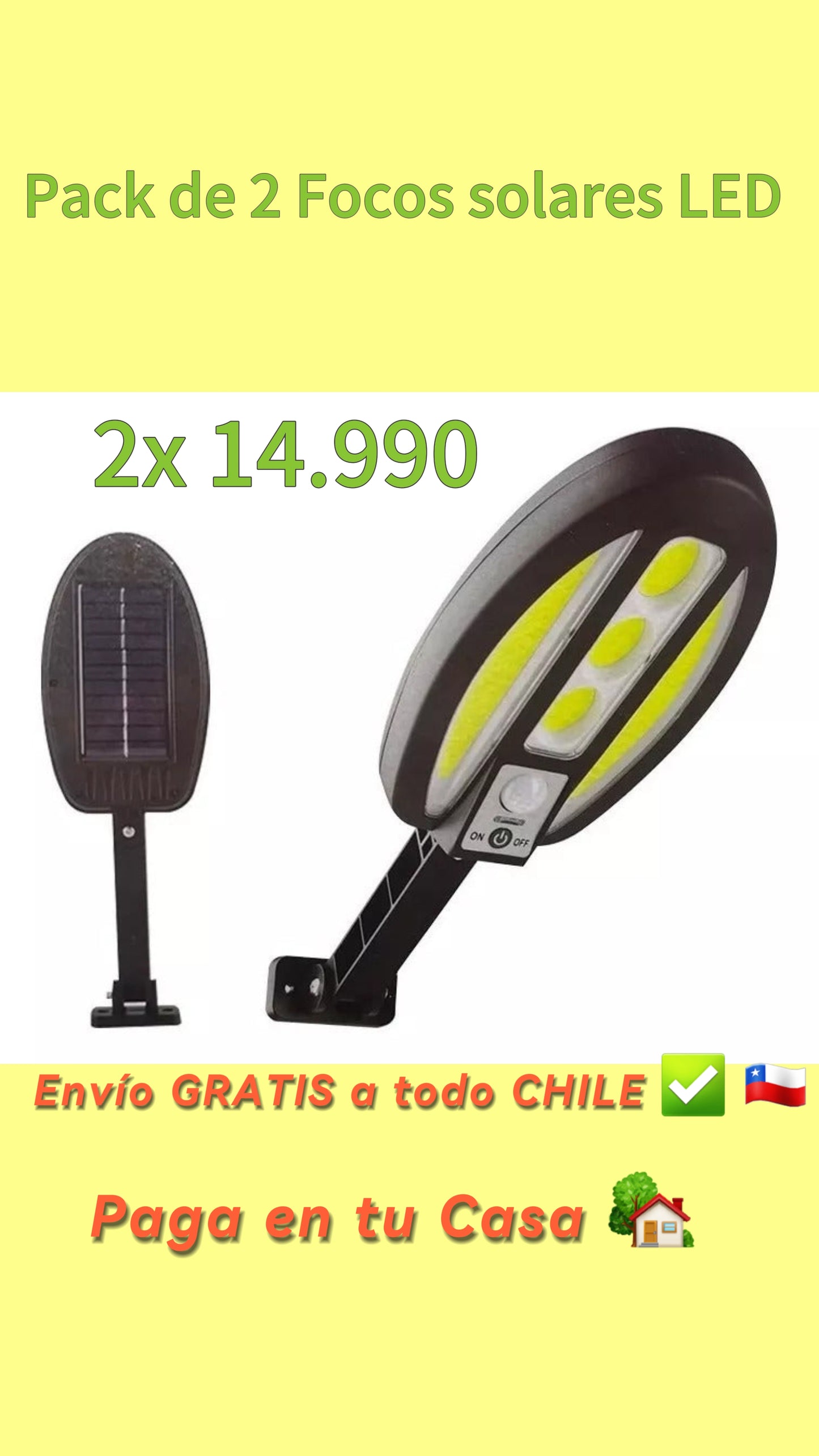 Pack 2 Foco Solar Led Con Sensor Tortuga